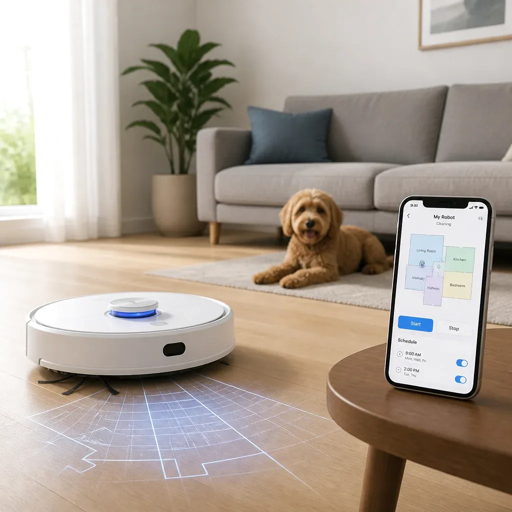 SesalTopAi robot v dnevni sobi - praktičen primer uporabe